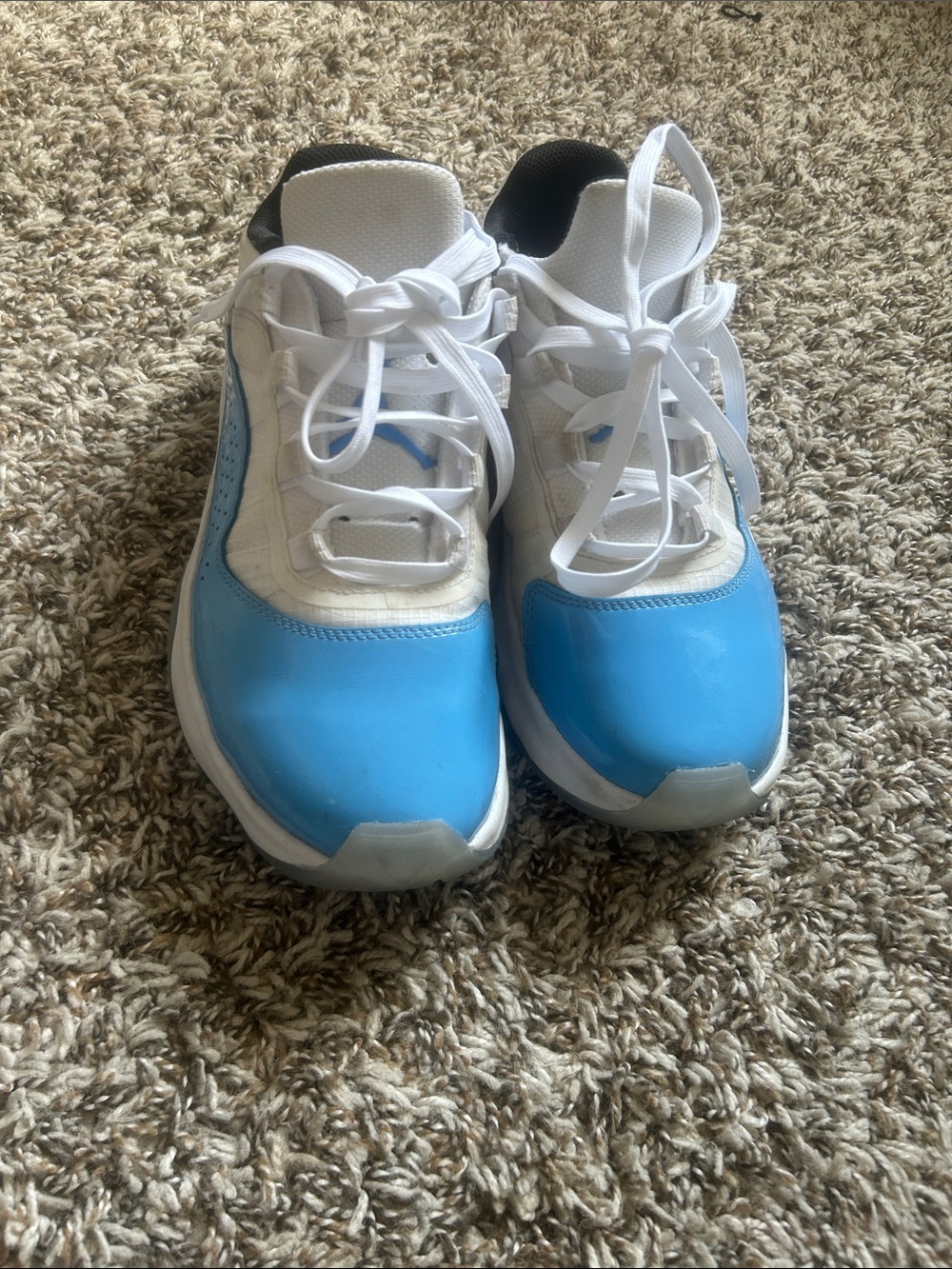 Jordan Kids White and Light Blue Lace-Up Sneakers